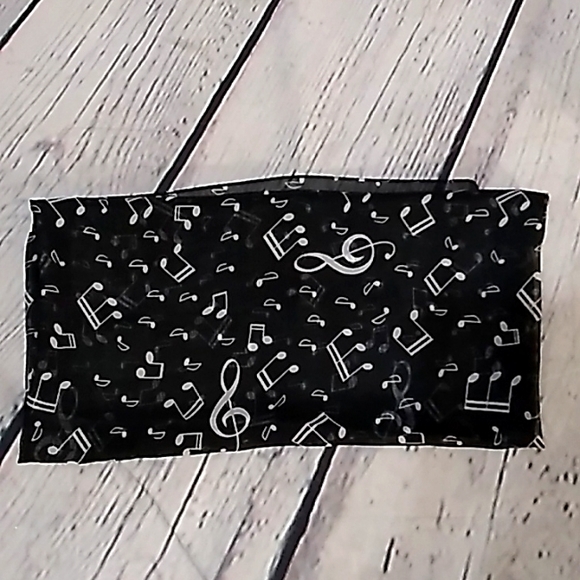 Chiffon White Music Note Print Wrap Scarf Black - Picture 7 of 10